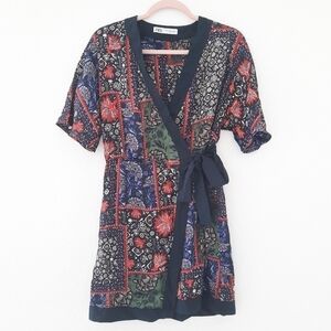 Zara Printed Faux Wrap Mini Dress S